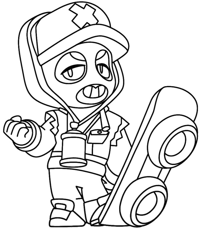Free coloring page - Jake Ollie - Brawl Stars x Subway Surfers