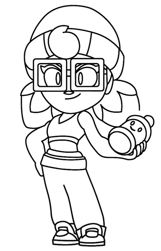 Coloring sheet - Tricky Janet - Brawl Stars x Subway Surfers