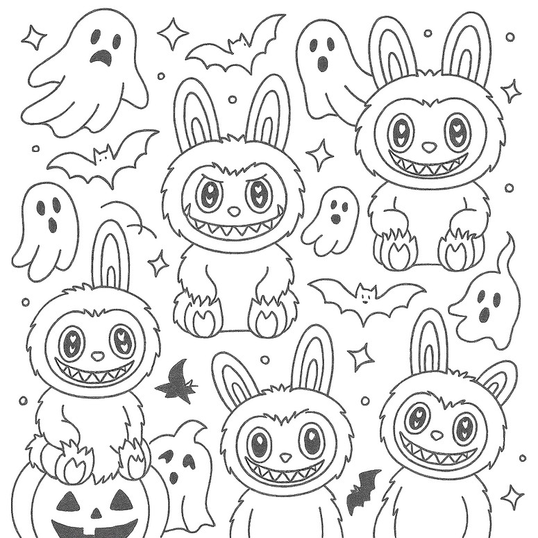 무료 색칠그림 - 유령들 - 라부부 - 할로윈