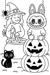 Free coloring page - The Witch - Labubu - Halloween