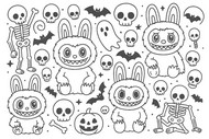 Image to color - Skulls - Labubu - Halloween