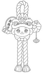 Dessin à colorier - Décoration de porte en peluche - Labubu - Bonne année