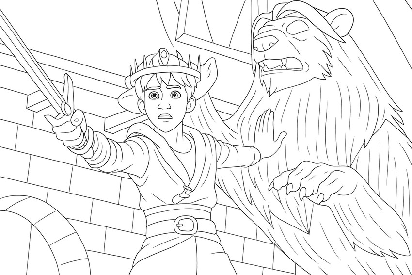 Coloring page - The statue - Wolf King