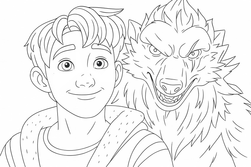 Image to color - Human and Wolf - Wolf King