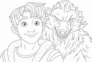 Drawing to color - Human and Wolf - Wolf King