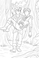 Downloadable coloring - In the forest - Wolf King