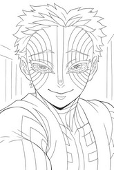 Free coloring page - Akaza - Demon Slayer: Infinity Castle