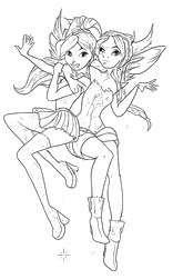 Gratis kleurplaat - Twee feeën - Winx Club: The magic is back