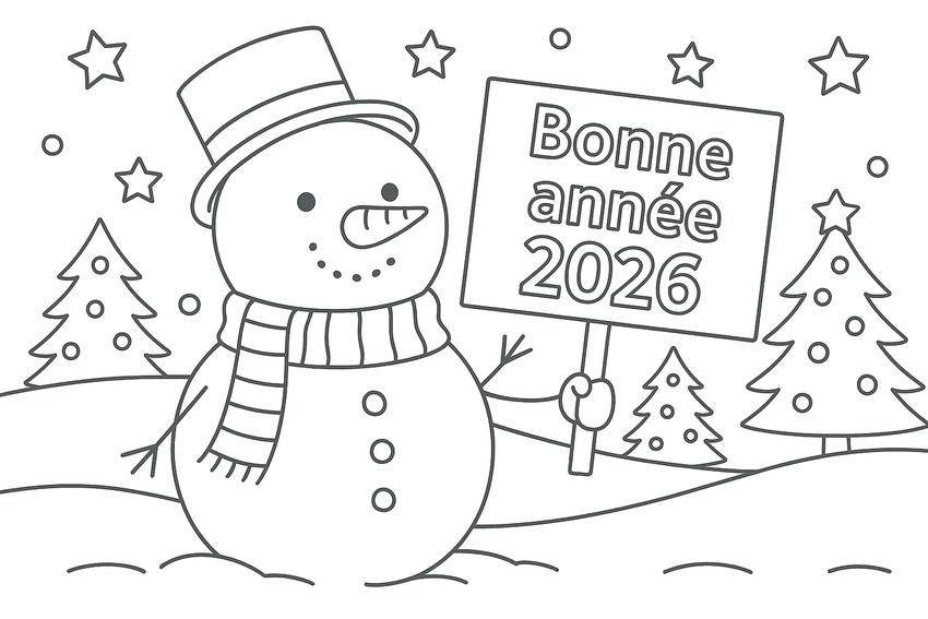 ダウンロードできる塗り絵 - Bonne Année - 2026年明けましておめでとうございます