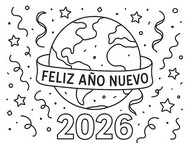 塗り絵 - Feliz Año Nuevo - 2026年明けましておめでとうございます