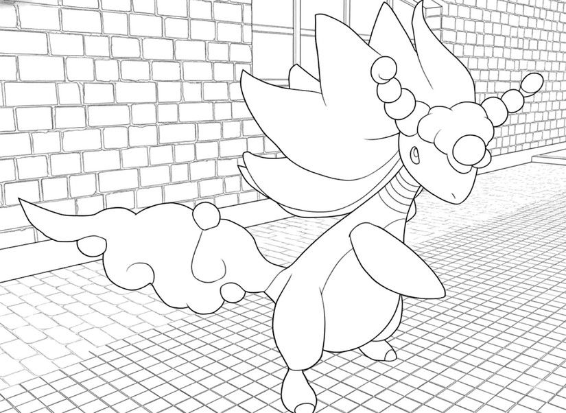 Inkleurbare afbeelding - Mega Ampharos - Mega Evolutie in Pokemon Legends: Z-A