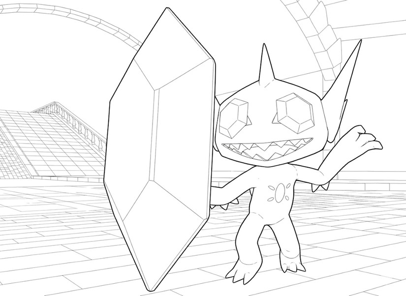 Kleurplaat om te printen - Mega Sableye - Mega Evolutie in Pokemon Legends: Z-A