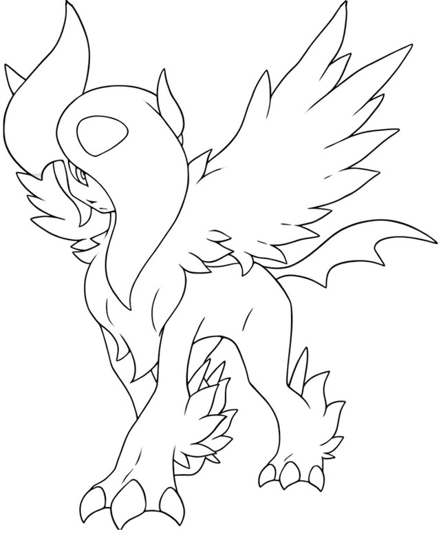 Kleurplaat om te downloaden - Mega Absol - Mega Evolutie in Pokemon Legends: Z-A
