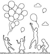 Kostenloses Ausmalbild - Luftballons - Weltkindertag