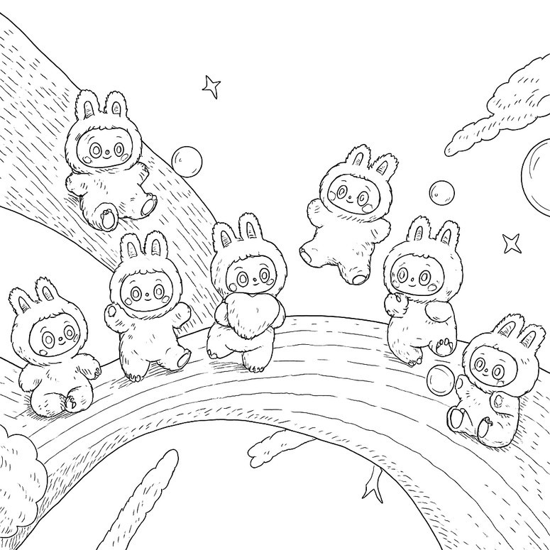 인쇄용 색칠공부 - Labubu - POP MART