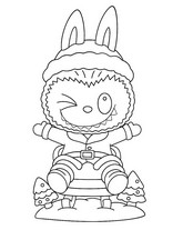 무료 색칠그림 - 썰매로 - 라부부 크리스마스