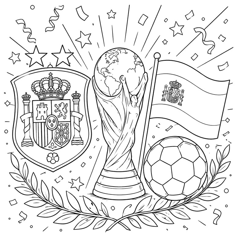 Lámina para colorear - España, campeona del mundo - Copa Mundial de la FIFA 2026