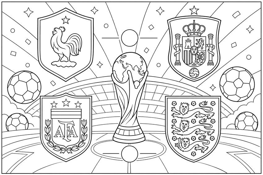 Kostenloses Ausmalbild - Halbfinale - FIFA-Weltmeisterschaft 2026
