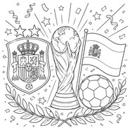 色塗り用イラスト - スペイン、世界チャンピオン - 2026 FIFAワールドカップ