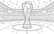 Teckning att färglägga - Trofén på stadion - FIFA-VM 2026