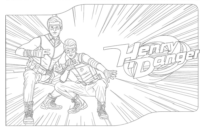 Drawing to color - Kid Danger, Captain Man and logo - Henry Danger