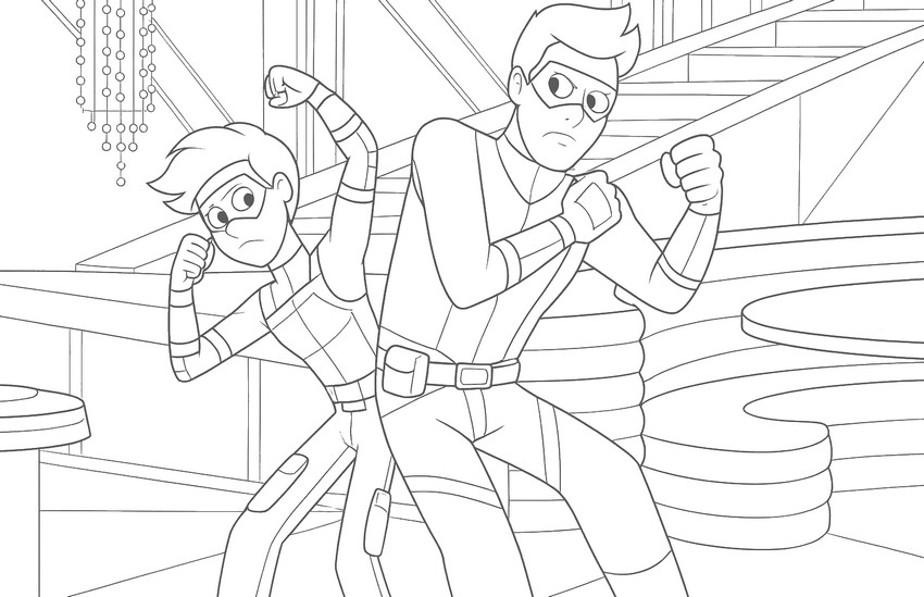 Coloring sheet - Kid Danger and Captain Man - Henry Danger