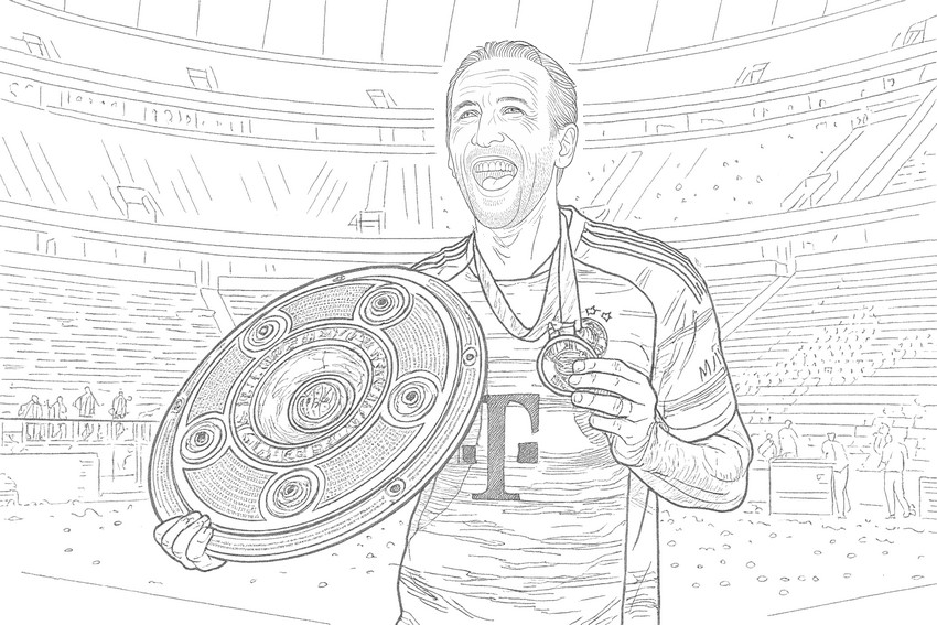 Image to color - Harry Kane with the silver salad bowl - Bayern Munich