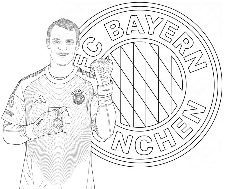 Coloring page - Manuel Nauer - Bayern Munich