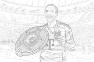 Drawing to color - Harry Kane with the silver salad bowl - Bayern Munich