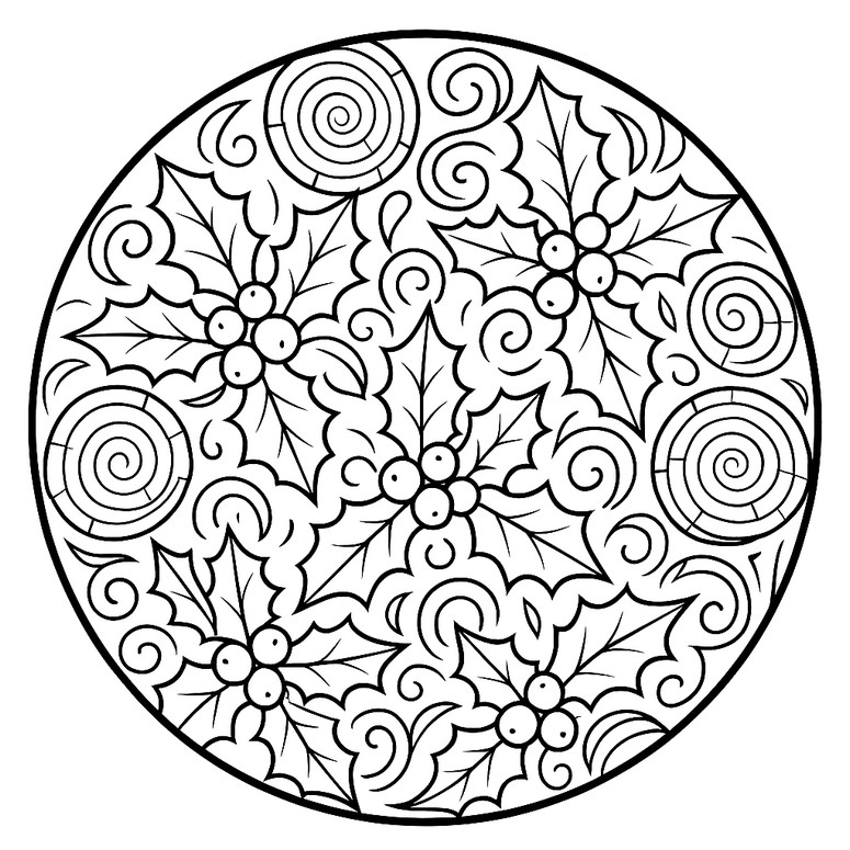 Free coloring page - Holly - Winter Mandala