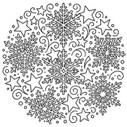 Drawing to color - Snowflakes and stars - Winter Mandala