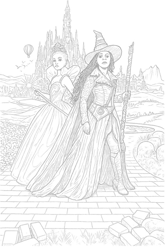Free coloring page - Elphaba and Glinda - Wicked For good