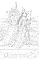 Downloadable coloring - Elphaba and Glinda - Wicked For good
