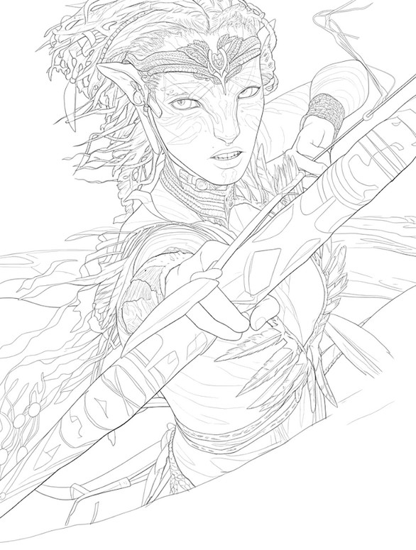 Kleurplaat om te downloaden - Neytiri - Avatar 3 Fire and Ash