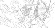 Inkleurbare afbeelding - Een Na'vi-boogschutter - Avatar 3 Fire and Ash