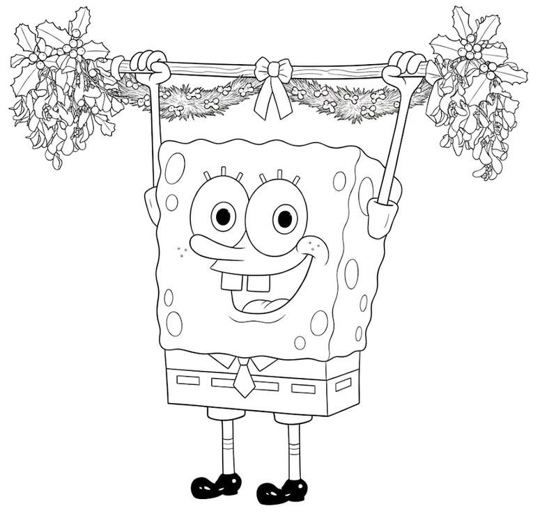 Imagem para colorir - Sob o visco - Bob Esponja - Em Busca da Calça Quadrada