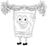 Ilustração para colorir - Sob o visco - Bob Esponja - Em Busca da Calça Quadrada