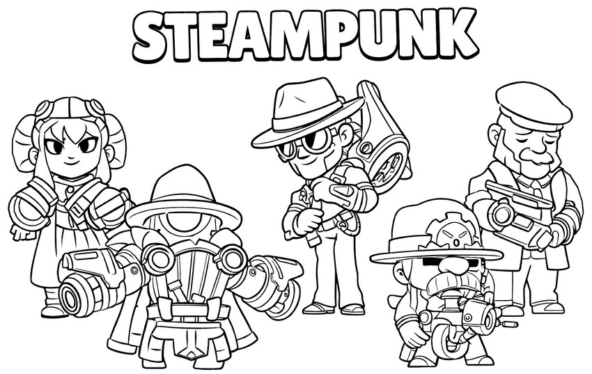 Coloring sheet - Season : STEAMPUNK - Brawl Stars - Buffies