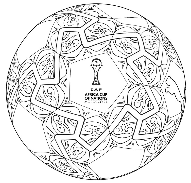 Downloadable coloring - 2025 Africa Cup of Nations Ball - Morocco football team