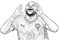 Printable coloring - Ayoub El Kaabi - Morocco football team