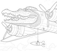 色塗り用イラスト - Bombardiro Crocodilo - ブレインロット