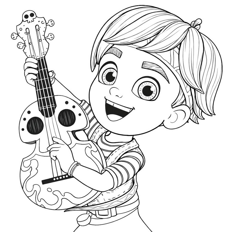 Image to color - Tomás with his guitar - Santiago of the seas