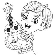 Drawing to color - Tomás with his guitar - Santiago of the seas