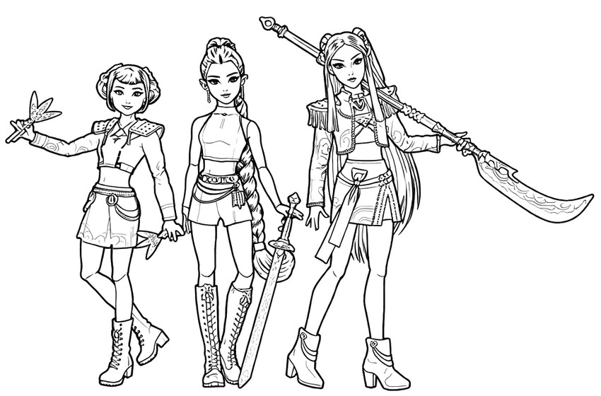 Feuille de coloriage - Rumi, Mira et Zoey - KPop Demon Hunters - Mattel - Poupées
