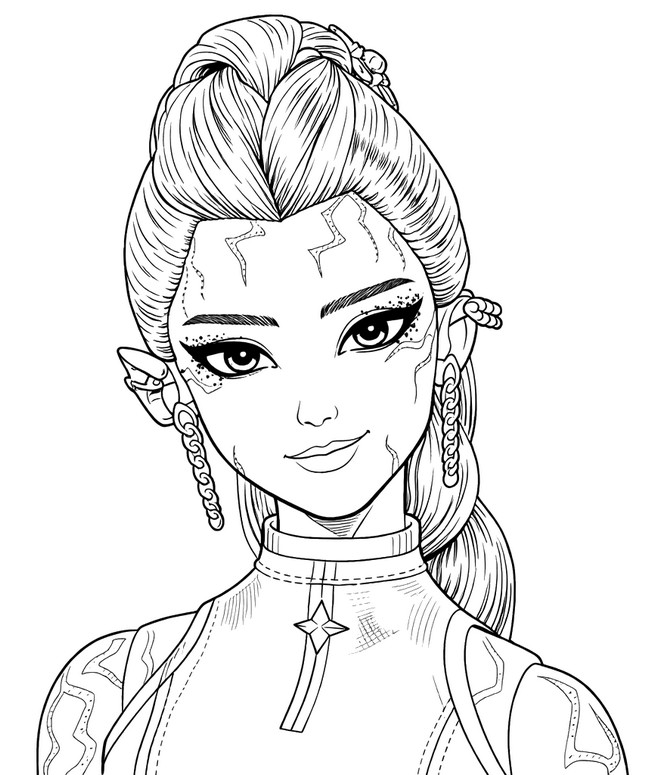 Dessin à colorier - Rumi (visage) - KPop Demon Hunters - Mattel - Poupées