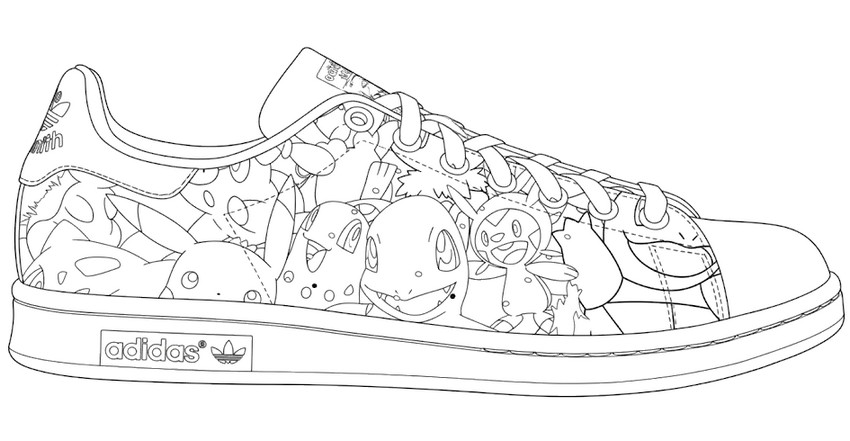 인쇄용 색칠공부 - 구두 - 포켓몬 x 아디다스