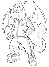 색칠 그림 - 리자몽 - 포켓몬 x 아디다스