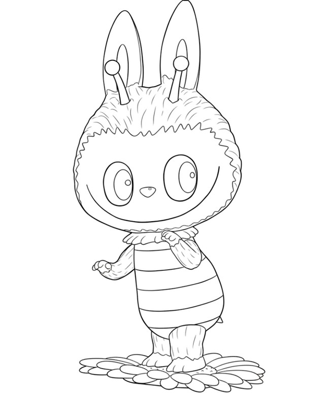 Kostenloses Ausmalbild - Asternblüte - Labubu im Frühling