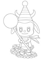 Zeichnung zum Ausmalen - Löwenzahnsamen - Labubu im Frühling