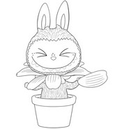 Kostenloses Ausmalbild - Schokoladenblumen - Labubu im Frühling